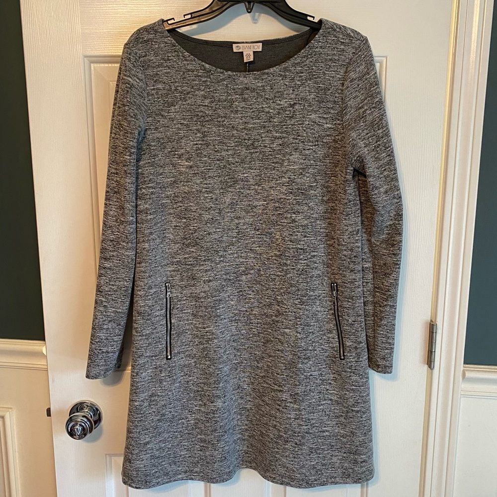 Heather Gray knit shift dress long sleeve